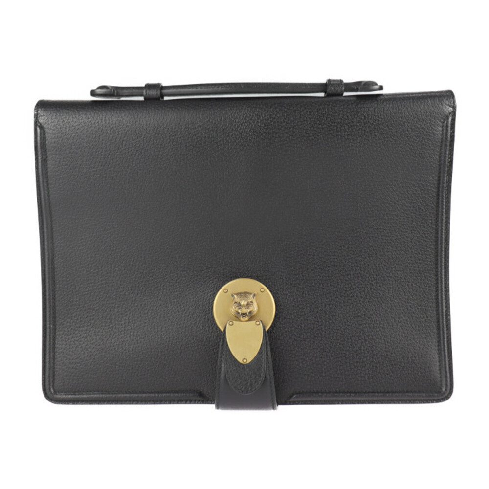 GUCCI Authentic Black Leather Tote Bag